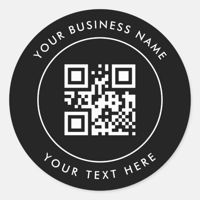 Adesivo Redondo Código QR e Texto Personalizado Preto Personalizad (Frente)
