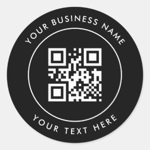 Adesivo Redondo Código QR e Texto Personalizado Preto Personalizad