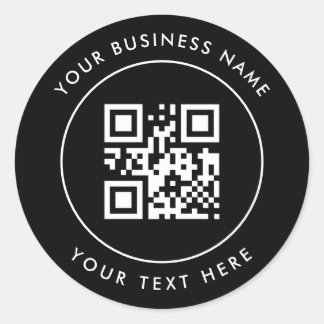 Adesivo Redondo Código QR e Texto Personalizado Preto Personalizad