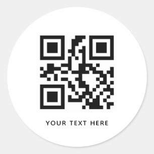 Adesivo Redondo Código QR e Texto Personalizado Promoção Branco