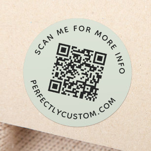 Adesivo Redondo Código QR e texto personalizado - Sage verde-clar
