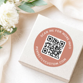 Adesivo Redondo Código QR e texto personalizado terracotta marrom