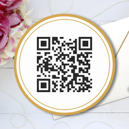 Adesivo Redondo Código QR Elegante de código QR Dourado