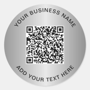 Adesivo Redondo Código QR Empresarial Prata
