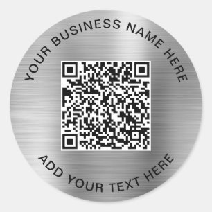 Adesivo Redondo Código QR Empresarial Prata