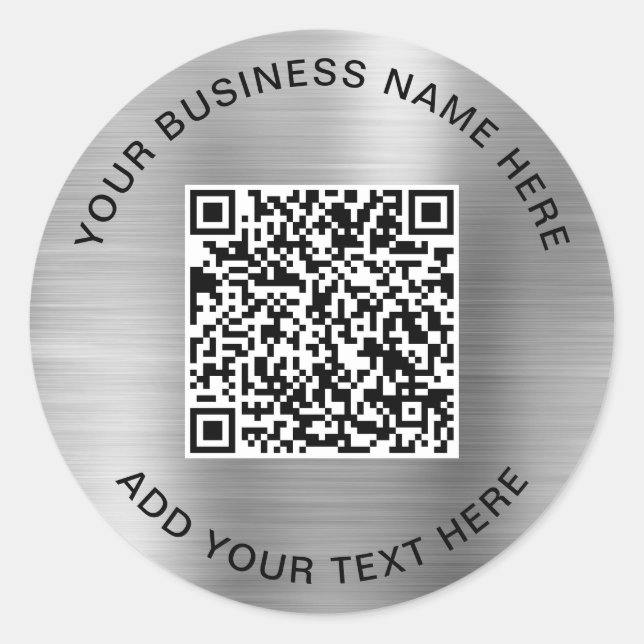 Adesivo Redondo Código QR Empresarial Prata (Frente)
