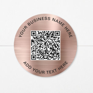 Adesivo Redondo Código QR Empresarial Rosa Dourado