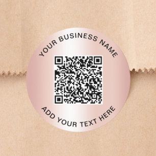 Adesivo Redondo Código QR Empresarial Rosa Dourado
