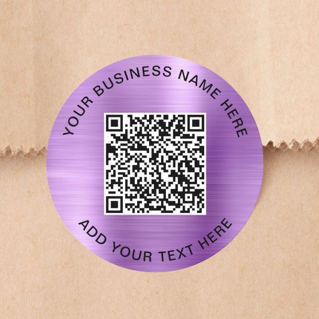 Adesivo Redondo Código QR Empresarial Roxo (Criador carregado)