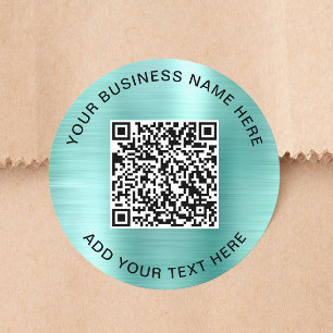 Adesivo Redondo Código QR Empresarial Verde Menta