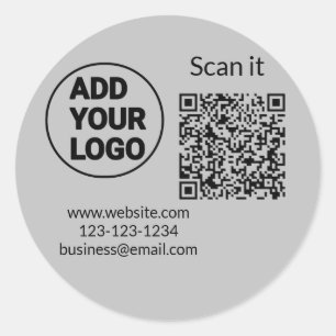 Adesivo Redondo Código QR minimalista simples adicionar logotipo n