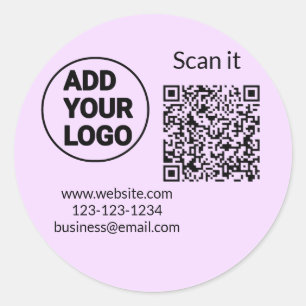 Adesivo Redondo Código QR minimalista simples adicionar logotipo n