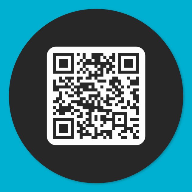 Adesivo Redondo Código QR moderno editável | Branco preto ou qualq (Criador carregado)