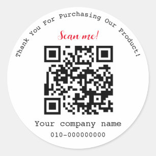 Adesivo Redondo Código QR moderno, minimalista, obrigado