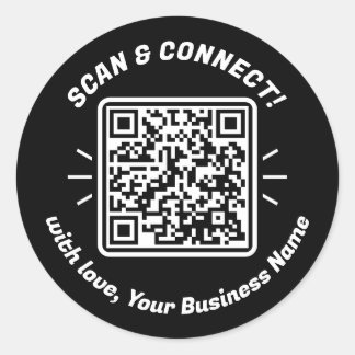 Adesivo Redondo Código QR moderno preto branco com amor