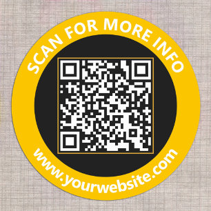 Adesivo Redondo Código QR moderno - Texto personalizado Dourado Br