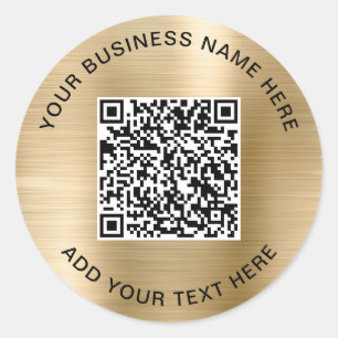 Adesivo Redondo Código QR ou Promocional de logotipo Dourado