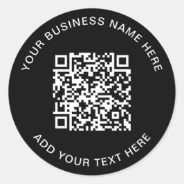 Adesivo Redondo Código QR ou Promocional de logotipo preto