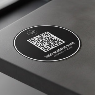 Adesivo Redondo Código QR Personalizado Logotipo Empresarial Mar