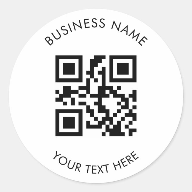Adesivo Redondo Código QR Personalizado Negócios e Promoção de Tex (Frente)