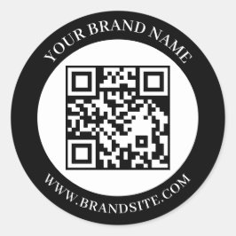 Adesivo Redondo Código QR Personalizado Preto e Branco Design Redo