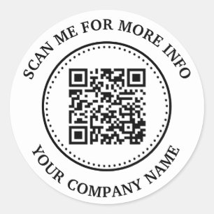Adesivo Redondo Código QR Preto Branco