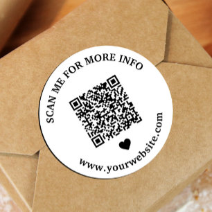 Adesivo Redondo Código QR Preto Branco