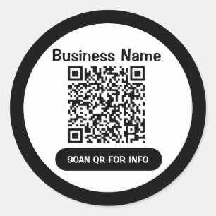 Adesivo Redondo Código QR preto e branco Elegante único