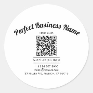 Adesivo Redondo Código QR - Preto e Branco Simples Clara