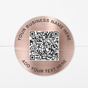 Adesivo Redondo Código QR Promocional Rosa Dourado