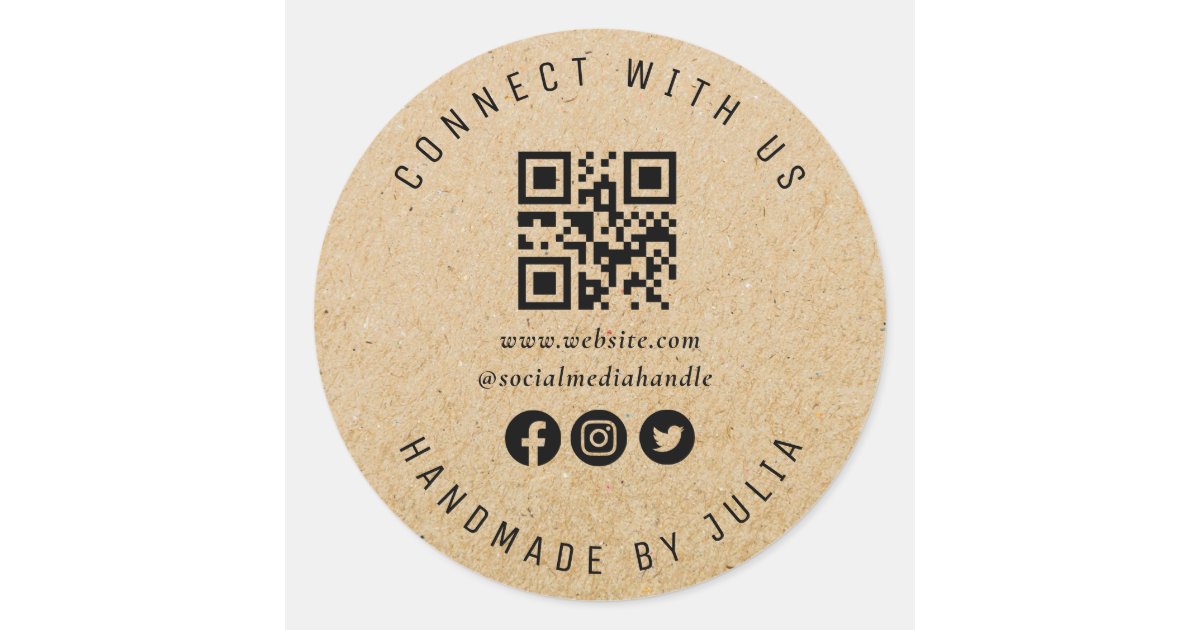 Adesivo Redondo Código QR Redes Sociais | Zazzle Brasil