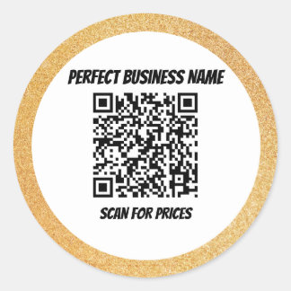Adesivo Redondo Código QR Simples Black Silk Quadro Dourado de lux