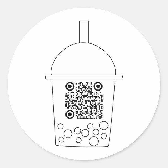 Adesivo Redondo Código QR simples Boba Tea Sticker (Frente)