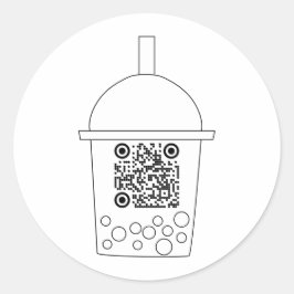 Adesivo Redondo Código QR simples Boba Tea Sticker