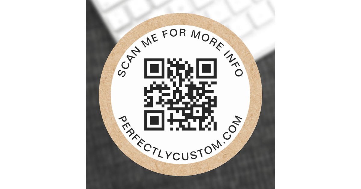 Adesivo Redondo Código QR texto personalizado Papel Kraft aparênci ...