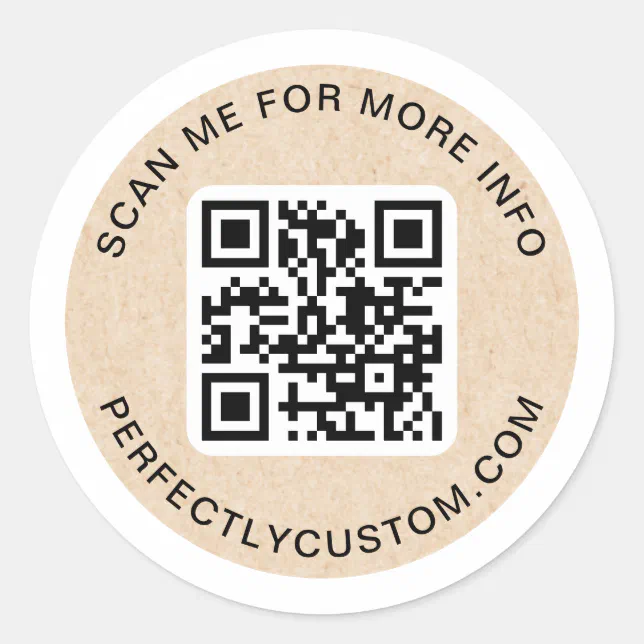 Adesivo Redondo Código QR texto personalizado Papel kraft tem aspe ...
