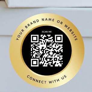 Adesivo Redondo Código QR Verificável de Negócios Conexão Preta Do