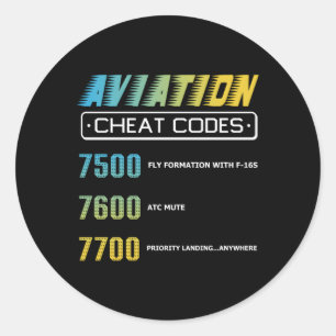 Adesivo Redondo Códigos de Cheat Aviation Pilo