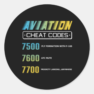 Adesivo Redondo Códigos de Cheat Aviation Pilo