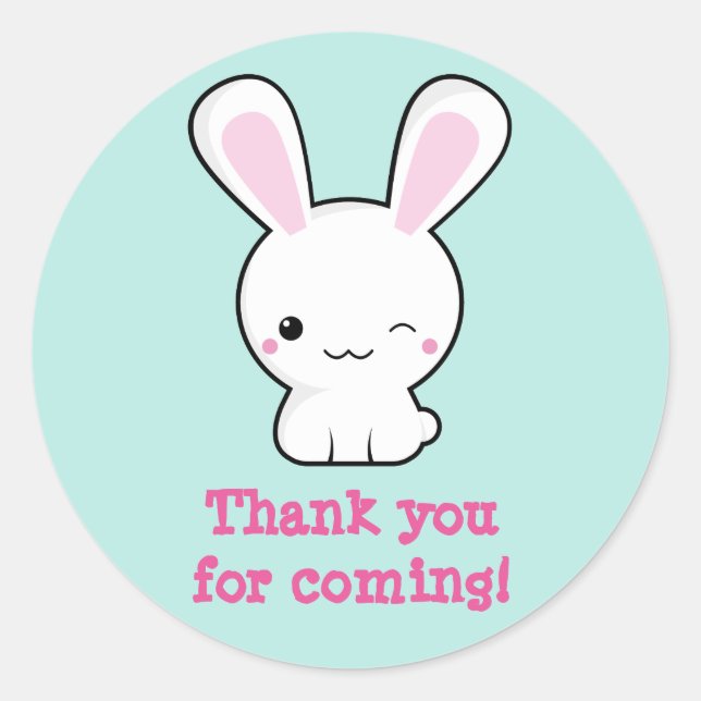 Adesivo Redondo Coelhinha de Kawaii (Frente)