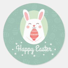 Adesivo Redondo Coelhinho bonito com ovo de Páscoa | Vedante