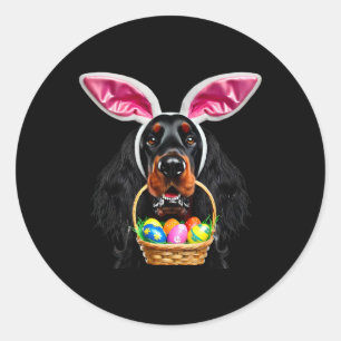 Adesivo Redondo Coelhinho Bonito Ouvidos Gordon Setter Cão Páscoa