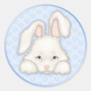 Adesivo Redondo Coelhinho Branco - Azul