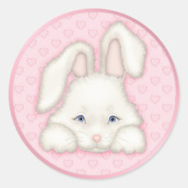 Adesivo Redondo Coelhinho Branco - Rosa