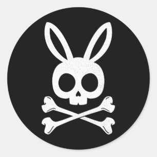 Adesivo Redondo Coelhinho Caveira Pirata da Páscoa Divertido Jolly