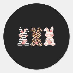 Adesivo Redondo Coelhinho de Coelho da Páscoa Camisa Rabbit Leopar