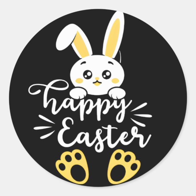 Adesivo Redondo Coelhinho de Felz pascoa bonito com impressões de  (Frente)