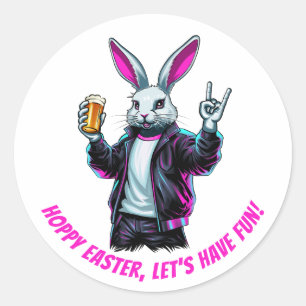 Adesivo Redondo Coelhinho de Páscoa ruim! Páscoa Hoppy, vamos nos