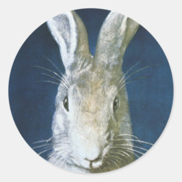 Adesivo Redondo Coelhinho De Páscoa Vintage, Coelho Branco De Furt