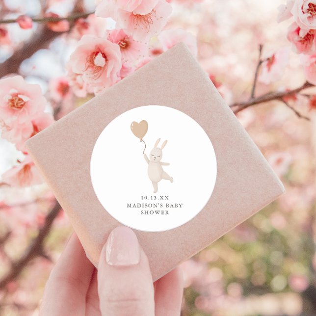 Adesivo Redondo Coelhinho doce com Chá de fraldas de balão cardíac (Criador carregado)